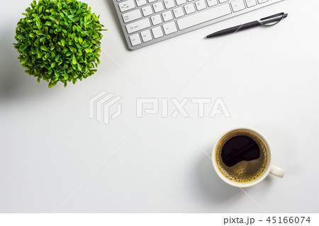 Office desk work space, top view 45166074