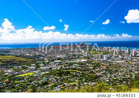 《ハワイ》ホノルルのパノラマ風景・タンタラスの丘より 45166333