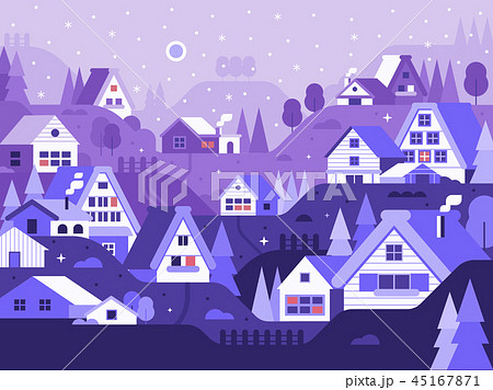 Snow Winter Village Landscape 45167871