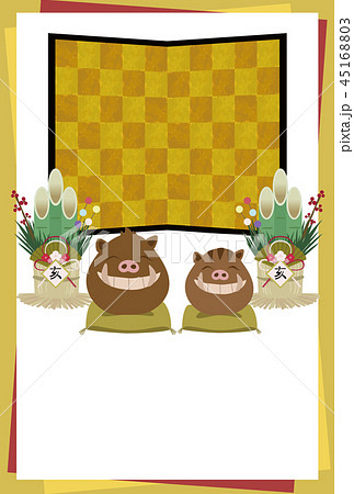 年賀状素材　2019年　亥 45168803