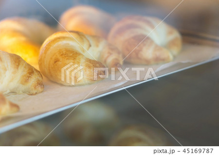 Closeup croissant homemade bakery in the oven 45169787