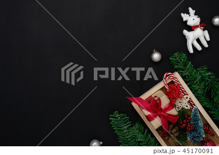 Table top view of Merry Christmas & Happy new year Table top view of Merry Christmas & Happy new year 45170091