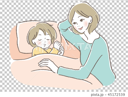 子供と母親　寝かしつけ 45172539
