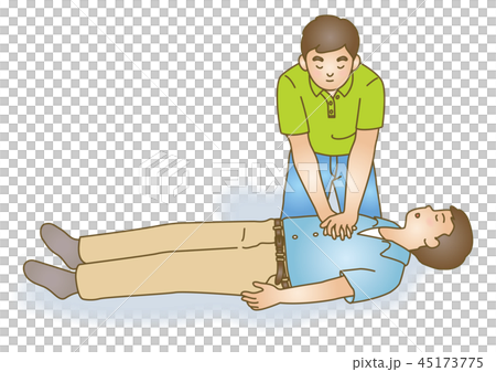First aid illustration 75: Emergency resuscitation, chest compression First aid illustration 75: Emergency resuscitation, chest compression 45173775
