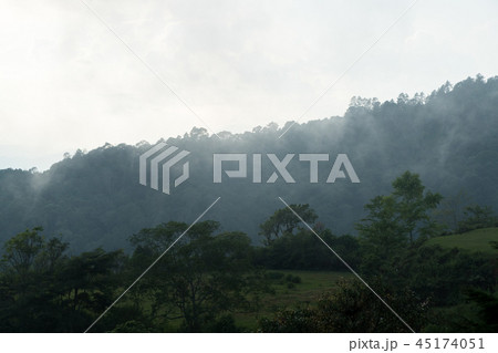 Activity field at the top of the hill with cloudy 45174051