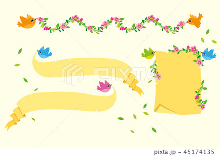 Flying birds with Banners Vector Set Flying birds with Banners Vector Set 45174135