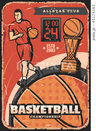 Basketball vintage poster, player with ball 45174162
