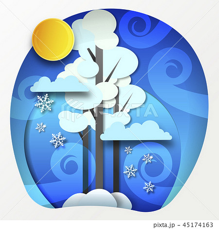 Paper winter forest landscape snow  45174163