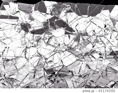 Pieces of glass broken or cracked on black Pieces of glass broken or cracked on black 45174200