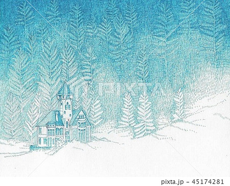 風景画 雪景色のイラスト素材