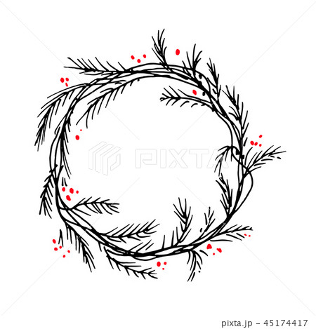 Vector silhouette christmas wreath frame or border - Stock Illustration  [45174417] - PIXTA