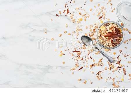 Healthy yogurt with strawberry sauce and oat 45175467