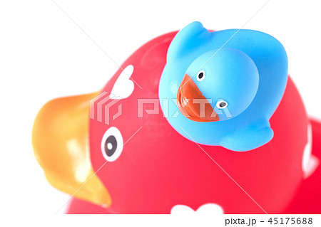 Large red rubber duck with a small duck Large red rubber duck with a small duck 45175688