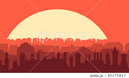 Illustration Of Downtown Part Of City At Sunset のイラスト素材 Illustration Of Downtown Part Of City At Sunset のイラスト素材
