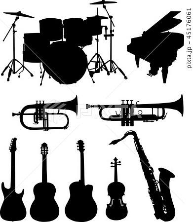 Musical Instruments Silhouettes Collectionのイラスト素材