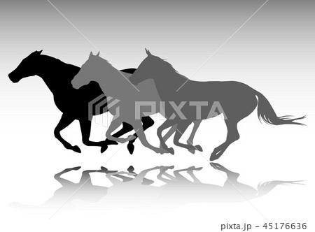 three horses galloping silhouettes 45176636