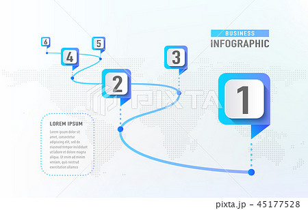 Timeline infographic 6 milestone like a road. Business concept infographic template. Vector 45177528