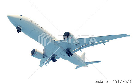 Commercial jet plane. 3D render. Bottom view side view 45177674