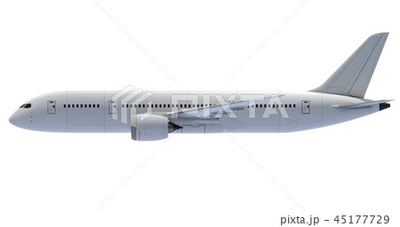 Commercial jet plane. 3D render. Left Side view 45177729