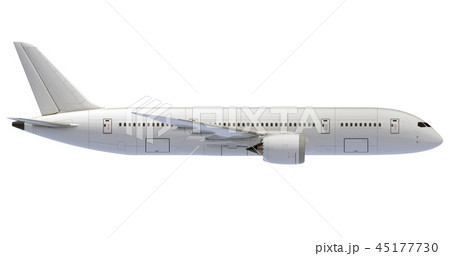 Commercial jet plane. 3D render. Right Side view 45177730