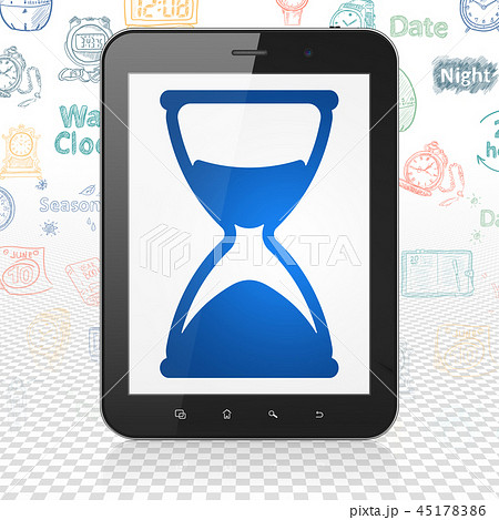 Time concept: Tablet Computer with Hourglass on display 45178386