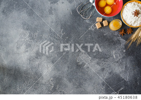 ingredients for baking a cake at home. Flour ingredients for baking a cake at home. Flour 45180638