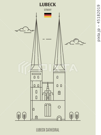 Lubeck Cathedral in Lubeck, Germany. Landmark icon Lubeck Cathedral in Lubeck, Germany. Landmark icon 45182019