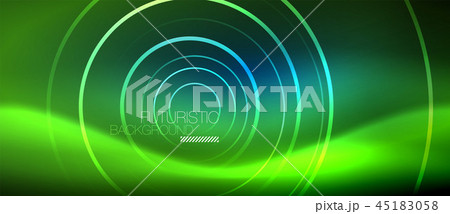 Neon glowing circles background 45183058