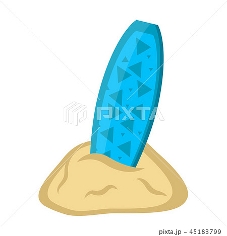 Isolated surfboard on sand icon 45183799
