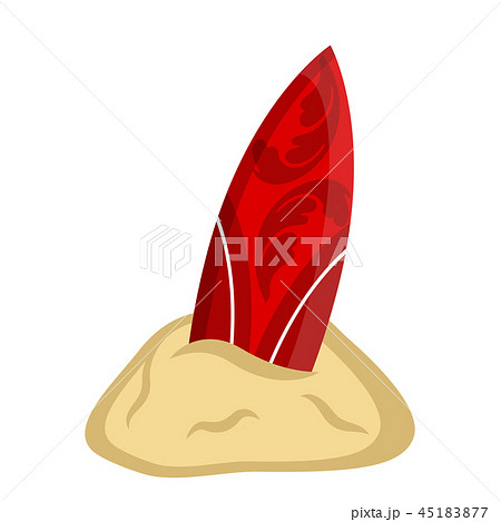 Isolated surfboard on sand icon 45183877