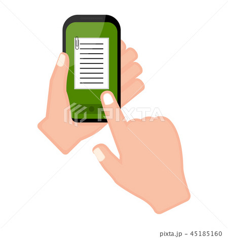 Hand holding a smartphone with a paper icon 45185160