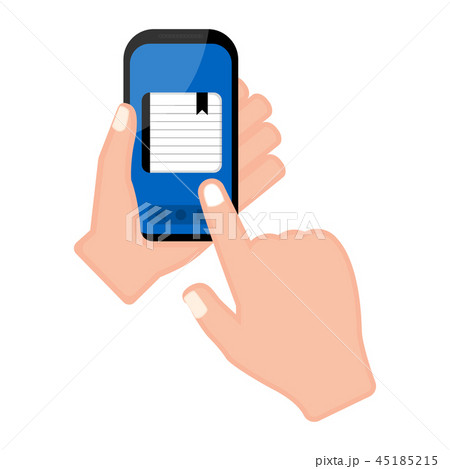 Hand holding a smartphone with an agenda app 45185215