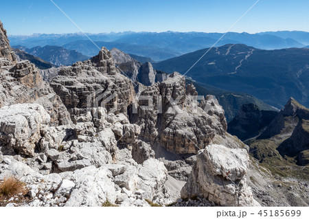 Panoramic view of famous Dolomites mountain 45185699