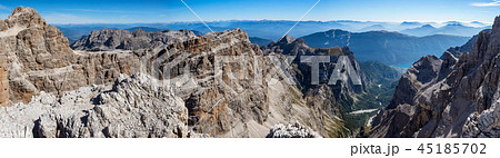 Panoramic view of famous Dolomites mountain 45185702