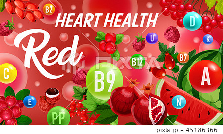Vitamin from red fruits, color diet heart health 45186366