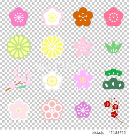 ベクター 梅 菊 正月 アイコン セット ベクター 梅 菊 正月 アイコン セット 45188733