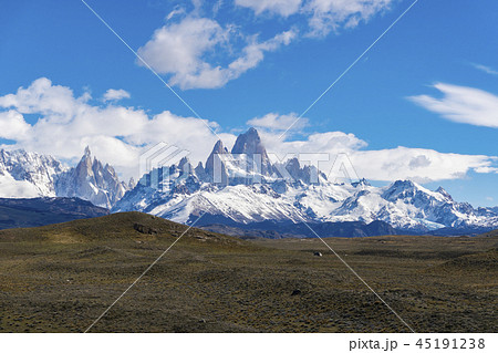 View of Monte Fitz Roy and Cerro Torre in Argentina View of Monte Fitz Roy and Cerro Torre in Argentina 45191238