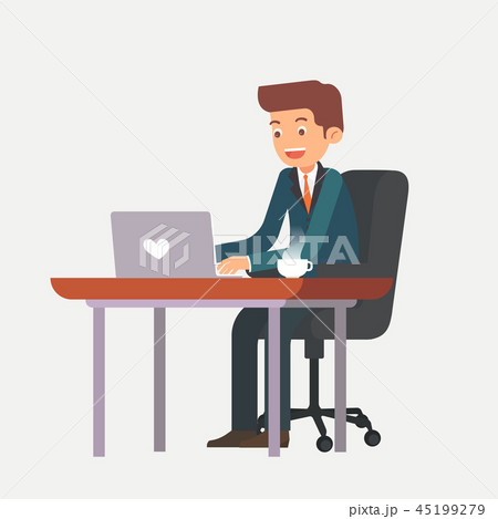 Businessman is working on the desk with laptop Businessman is working on the desk with laptop 45199279