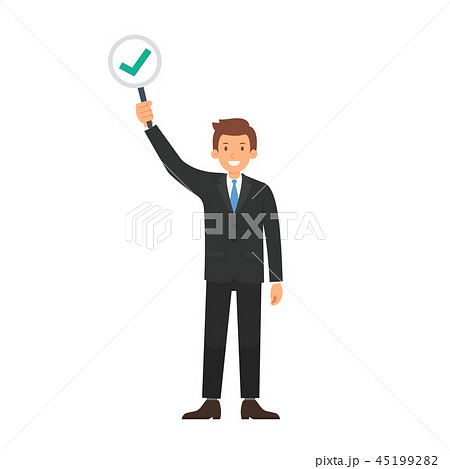 Businessman with correct mark for vote vector Businessman with correct mark for vote vector 45199282
