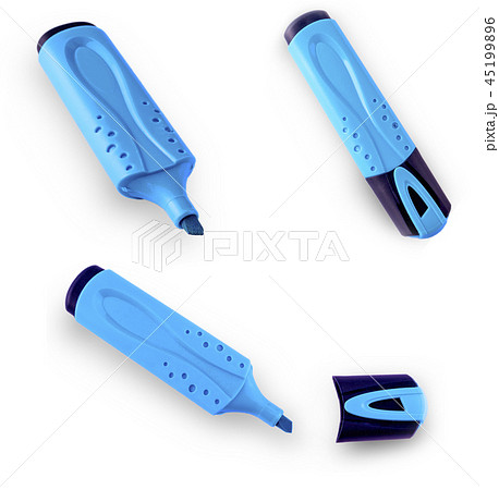 set of blue colored opened high lighteres 45199896