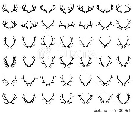 Silhouettes Of Different Deer Hornsのイラスト素材