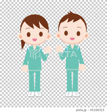 学校指定のグリーンの体操着　男女２人 45200325