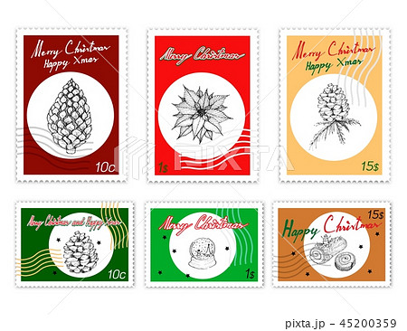 Post Stamps Set of Lovely Merry Christmas Items 45200359