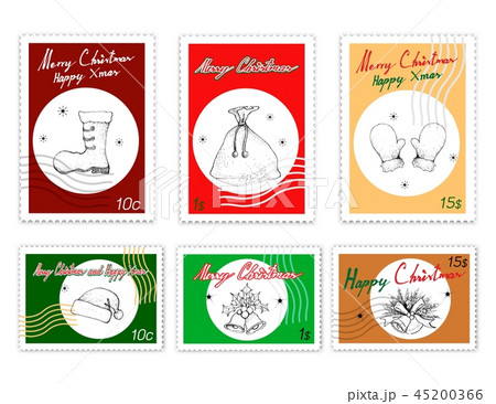 Post Stamps Set Santa Costumes Christmas Ornaments Post Stamps Set Santa Costumes Christmas Ornaments 45200366