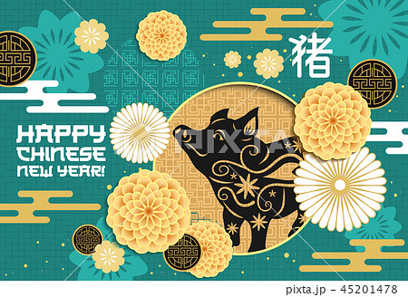 Pig New Year Chinese holiday vector, greeting card 45201478