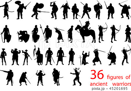 silhouettes of ancient warriors 45201695