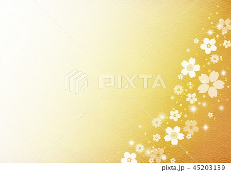和柄金ベース白い伝統花模様のイラスト素材