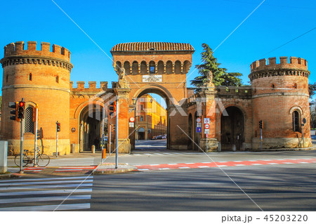 Porta Saragozza built in XIII century in Bologna. 45203220
