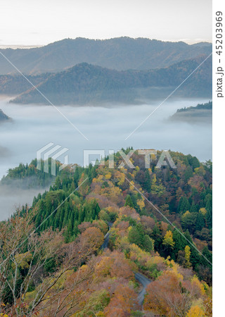おにゅう峠 紅葉 早朝 大雲海 おにゅう峠 紅葉 早朝 大雲海 45203969