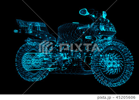 Motorcycle of the particles. Motorbike consists of small dots. 45205606